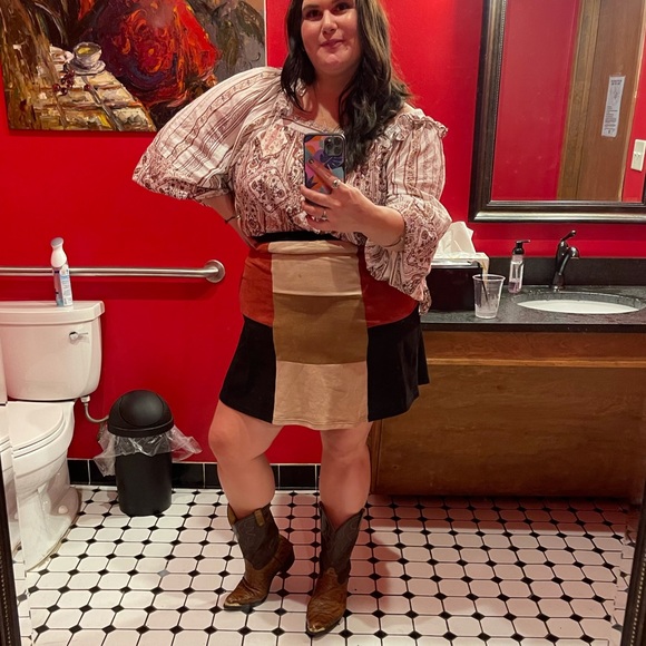 Plus Size Ruched Puff Ruffle Sleeve Boho Floral Paisley Blouse Top - Picture 9 of 10